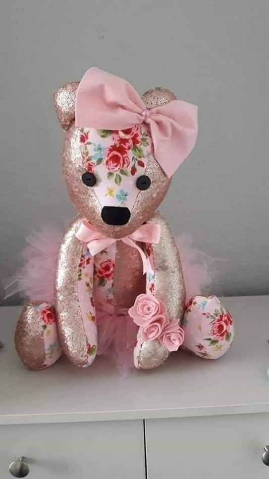 Sequin fabric bear