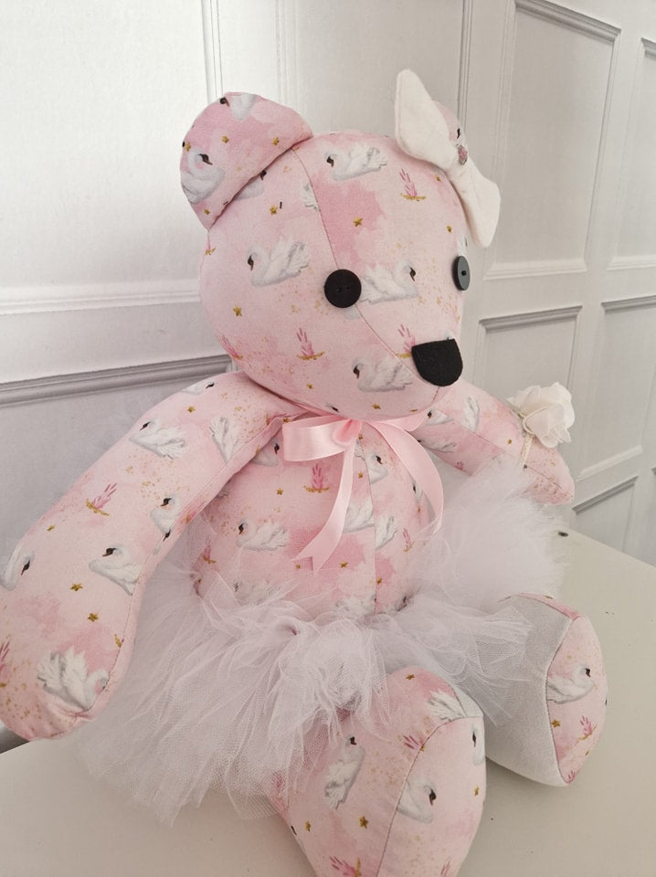 Swan fabric Bear 22"