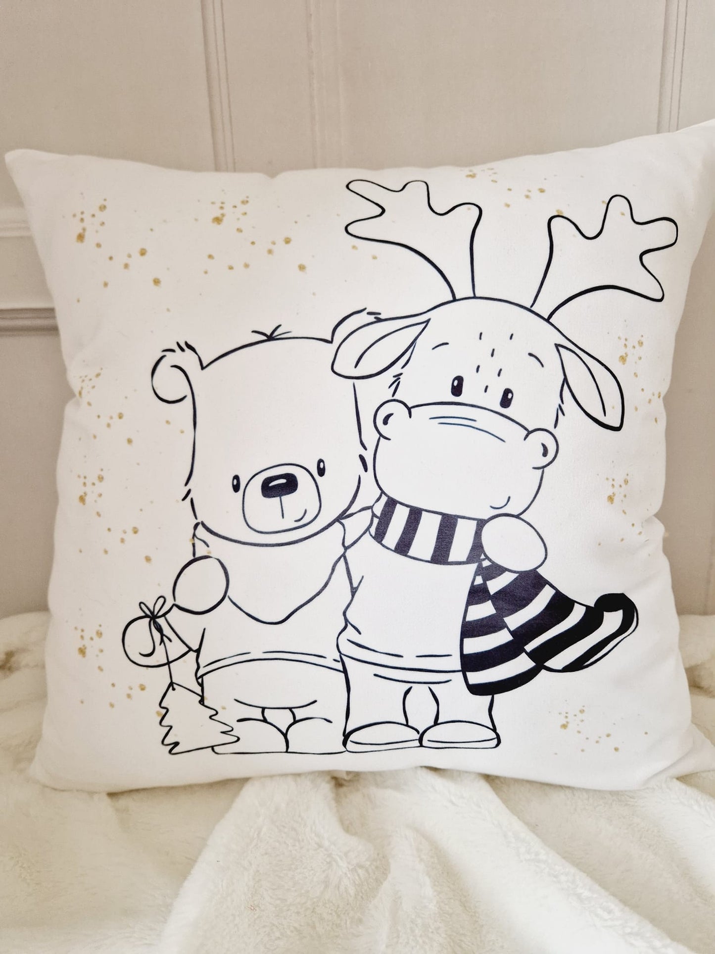 Bear and deer cushion