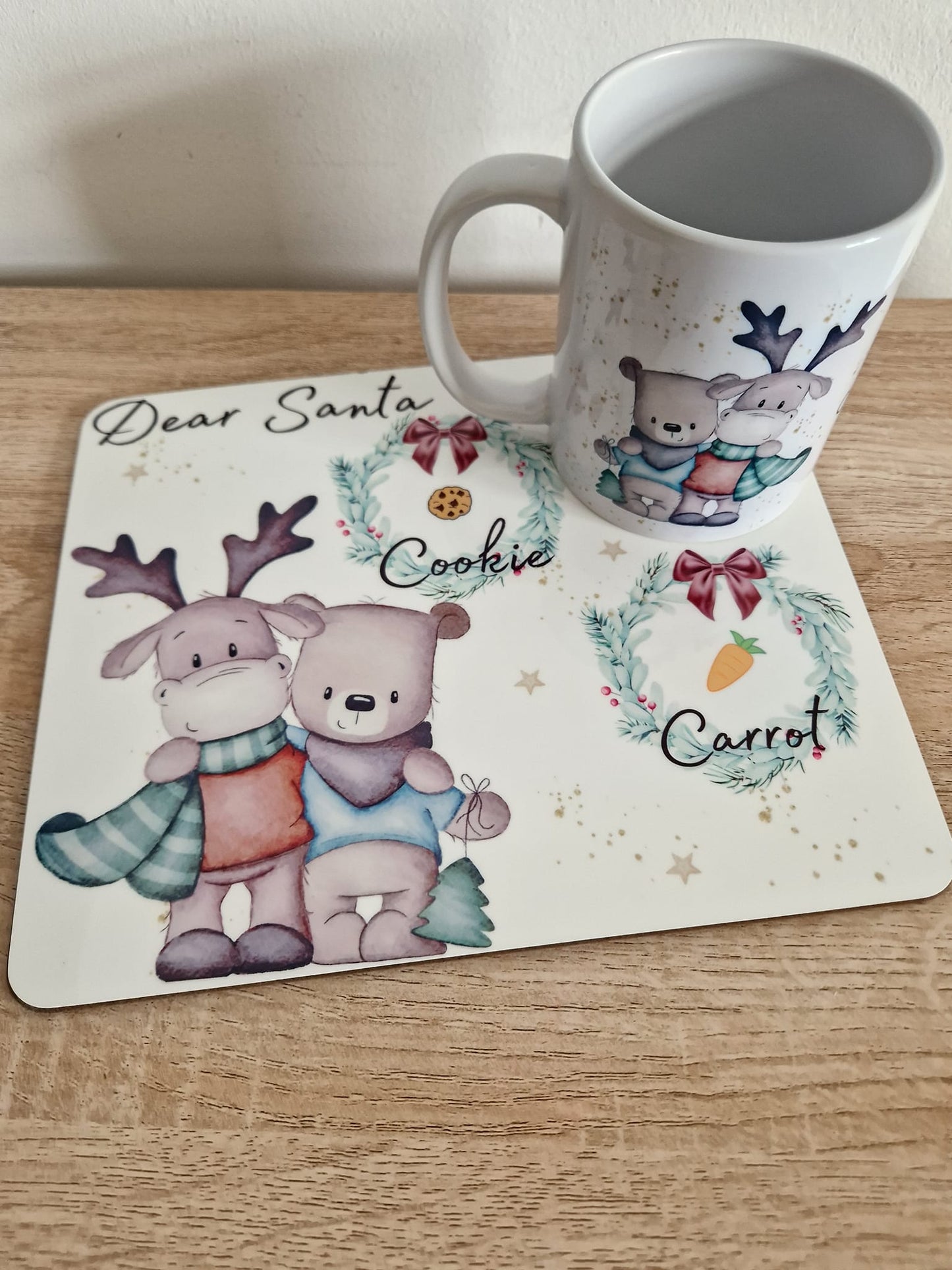 Bear and Deer Christmas mug