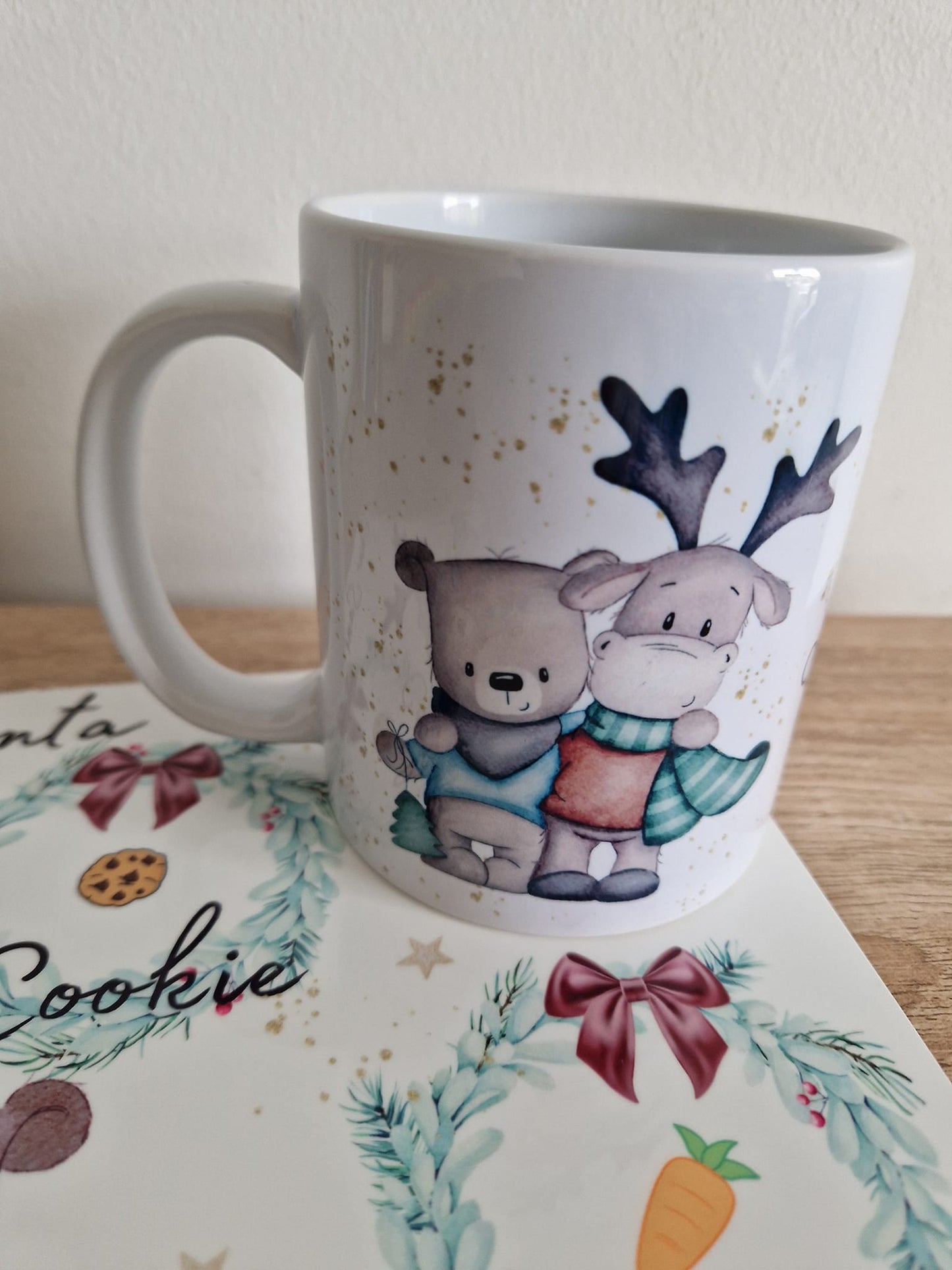 Bear and Deer Christmas mug