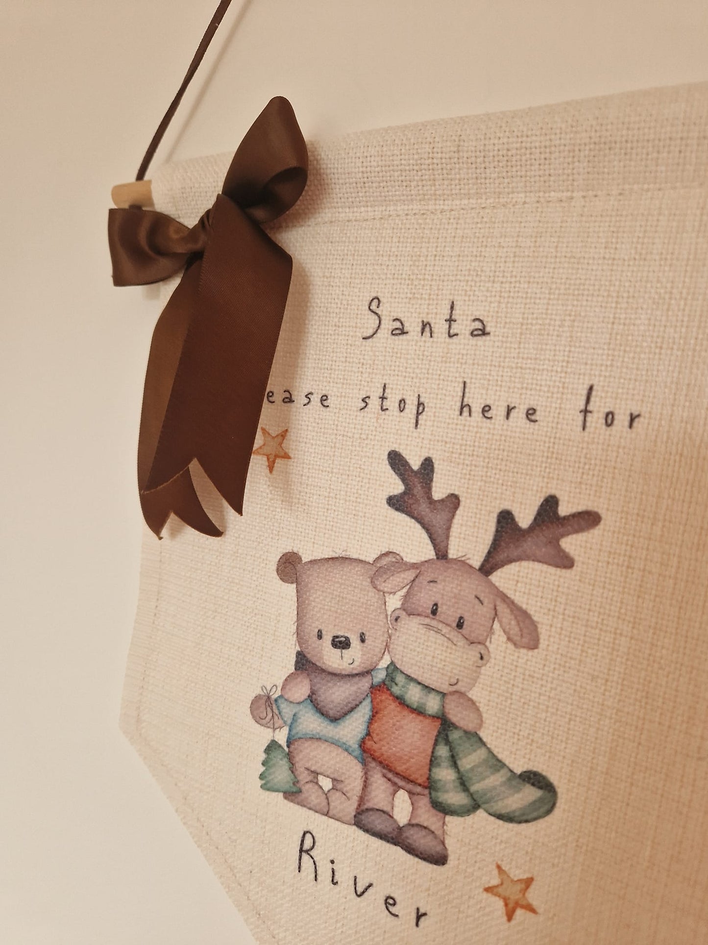 Bear and Deer Santa sign