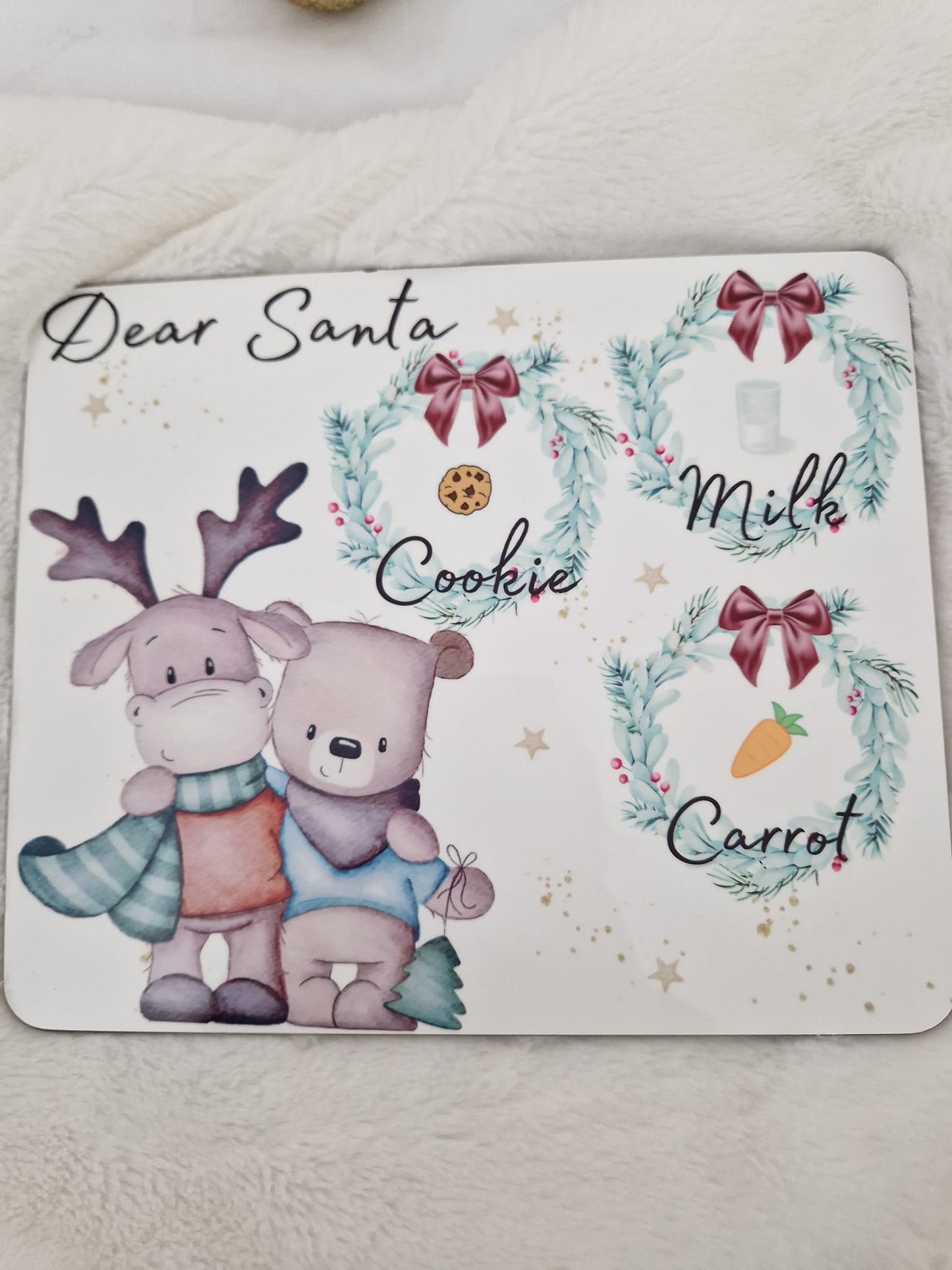 Bear and Deer Santa Christmas Eve board