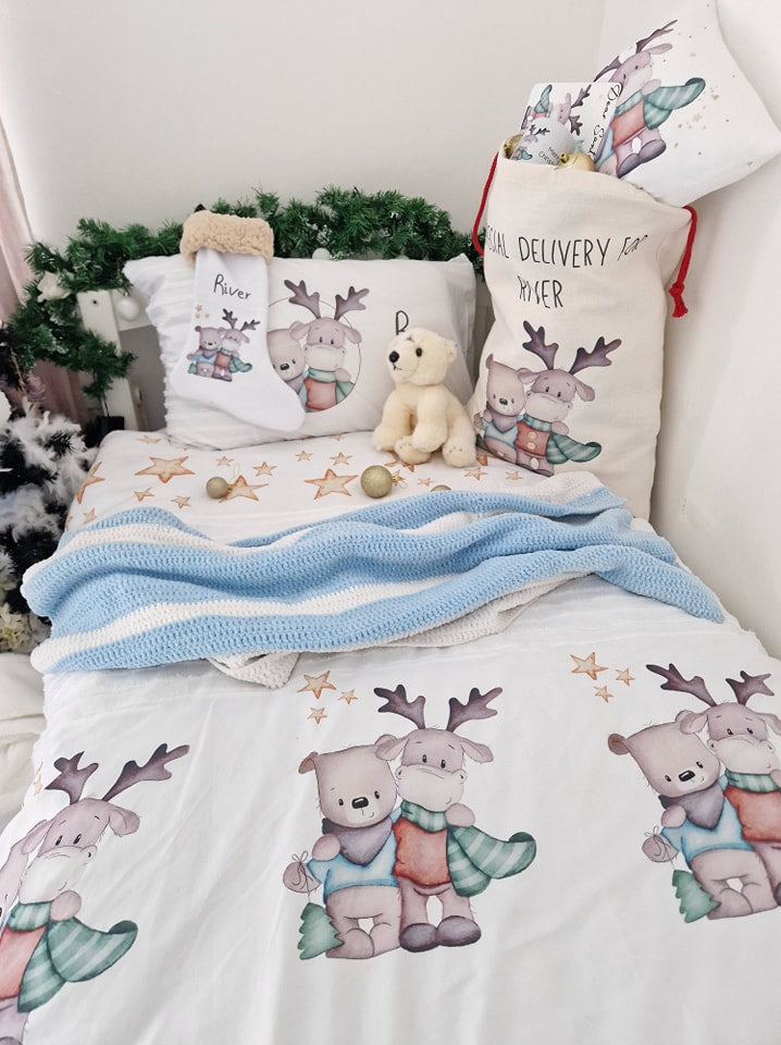 Enchanting Bear & Deer Christmas Bedding Set