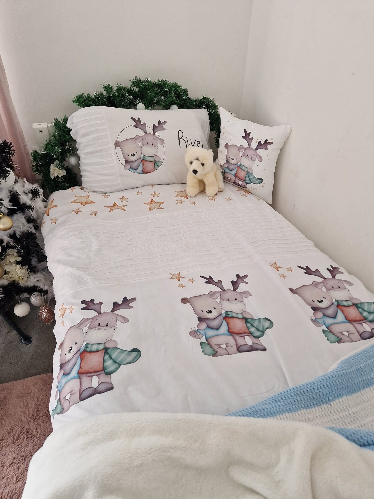 Enchanting Bear & Deer Christmas Bedding Set