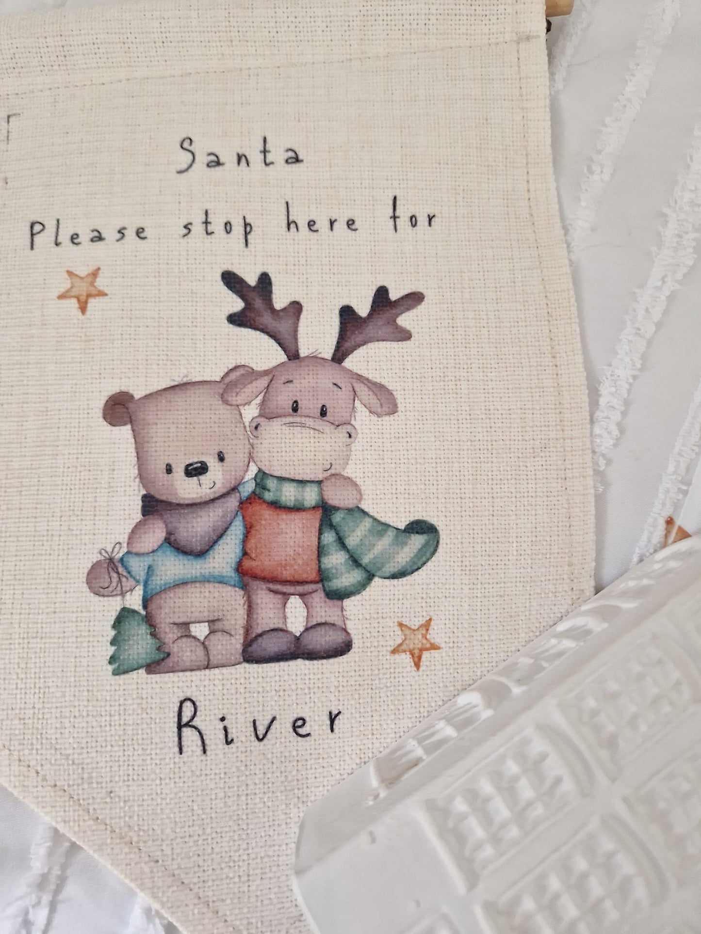 Bear and Deer Santa sign