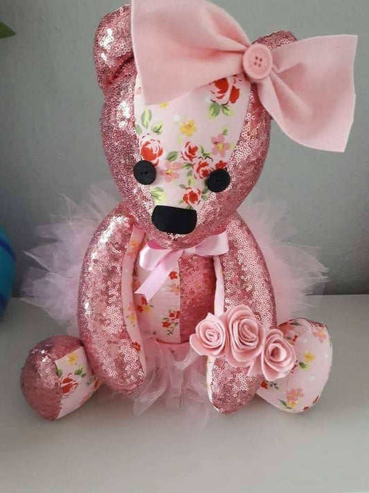 Pink sequin bear 18 or 22 inch tall